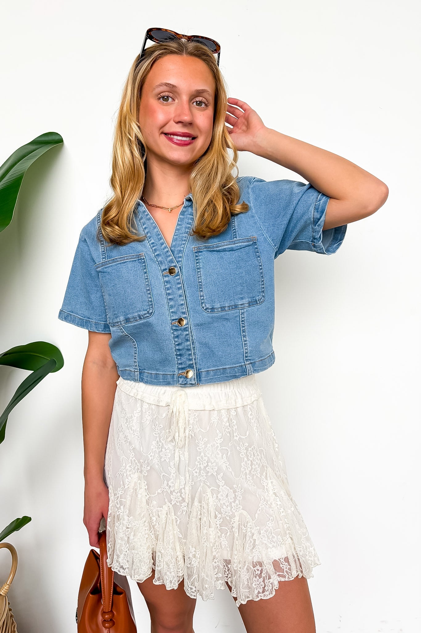Fresh Edit Denim Button Down Top - Madison and Mallory