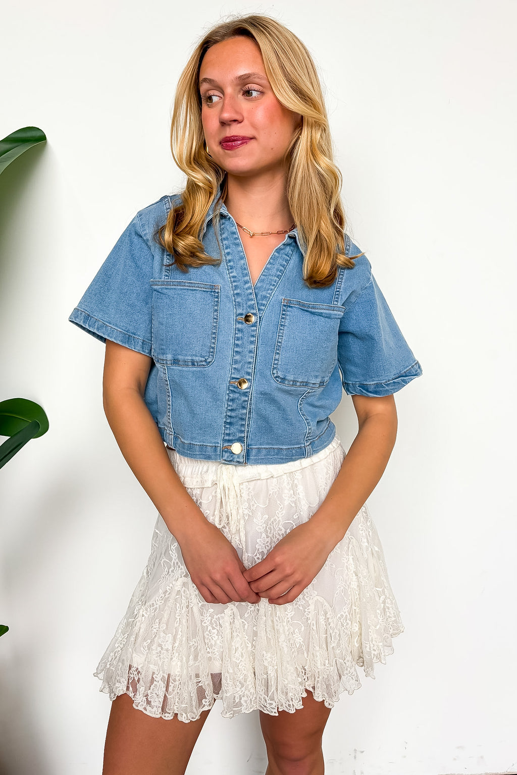 Fresh Edit Denim Button Down Top - Madison and Mallory