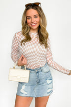 Fresh Take Checkered Print Mesh Layering Top - FINAL SALE - Madison and Mallory