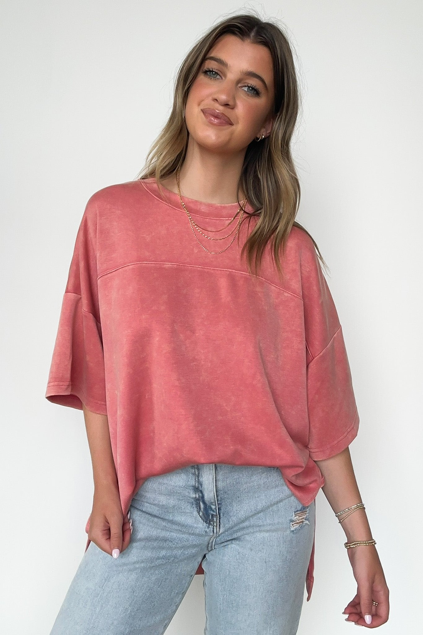  Freyah Relaxed Mineral Wash Dolman Sleeve Top - Madison and Mallory