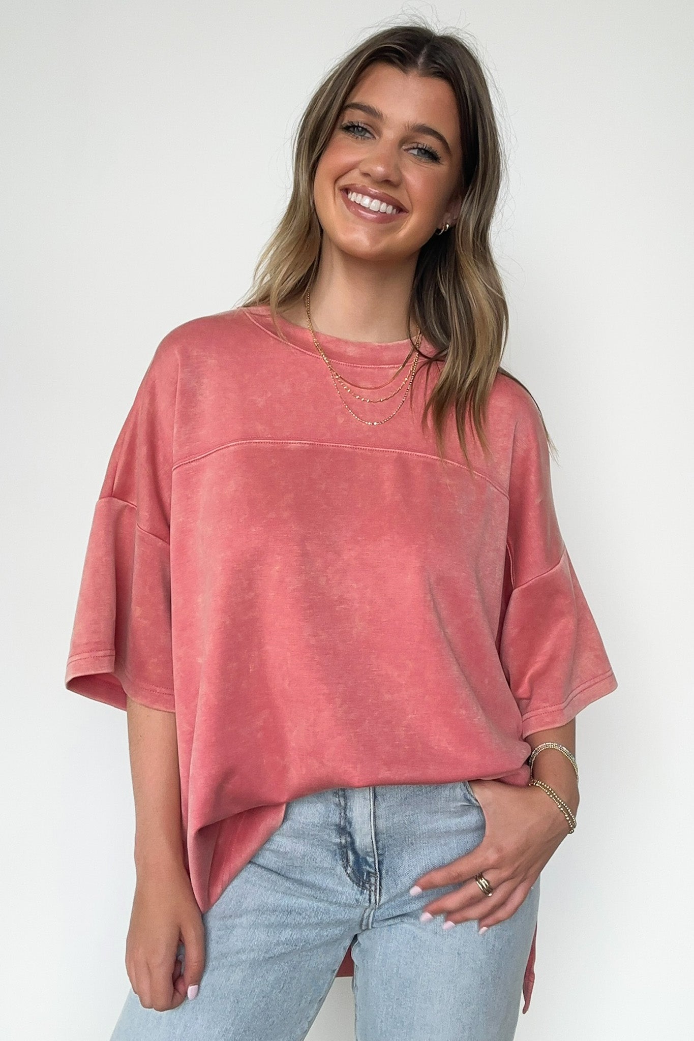  Freyah Relaxed Mineral Wash Dolman Sleeve Top - Madison and Mallory