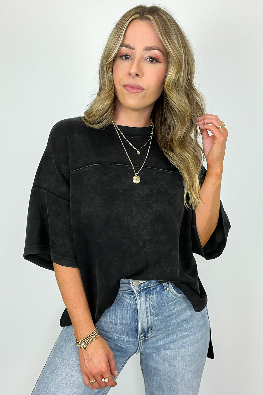  Freyah Relaxed Mineral Wash Dolman Sleeve Top - Madison and Mallory