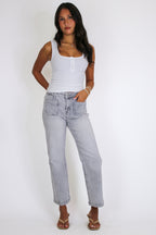 Front Row High Rise Patch Pocket Jeans - Madison and Mallory