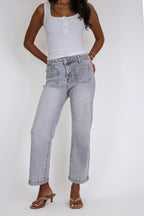 Front Row High Rise Patch Pocket Jeans - Madison and Mallory