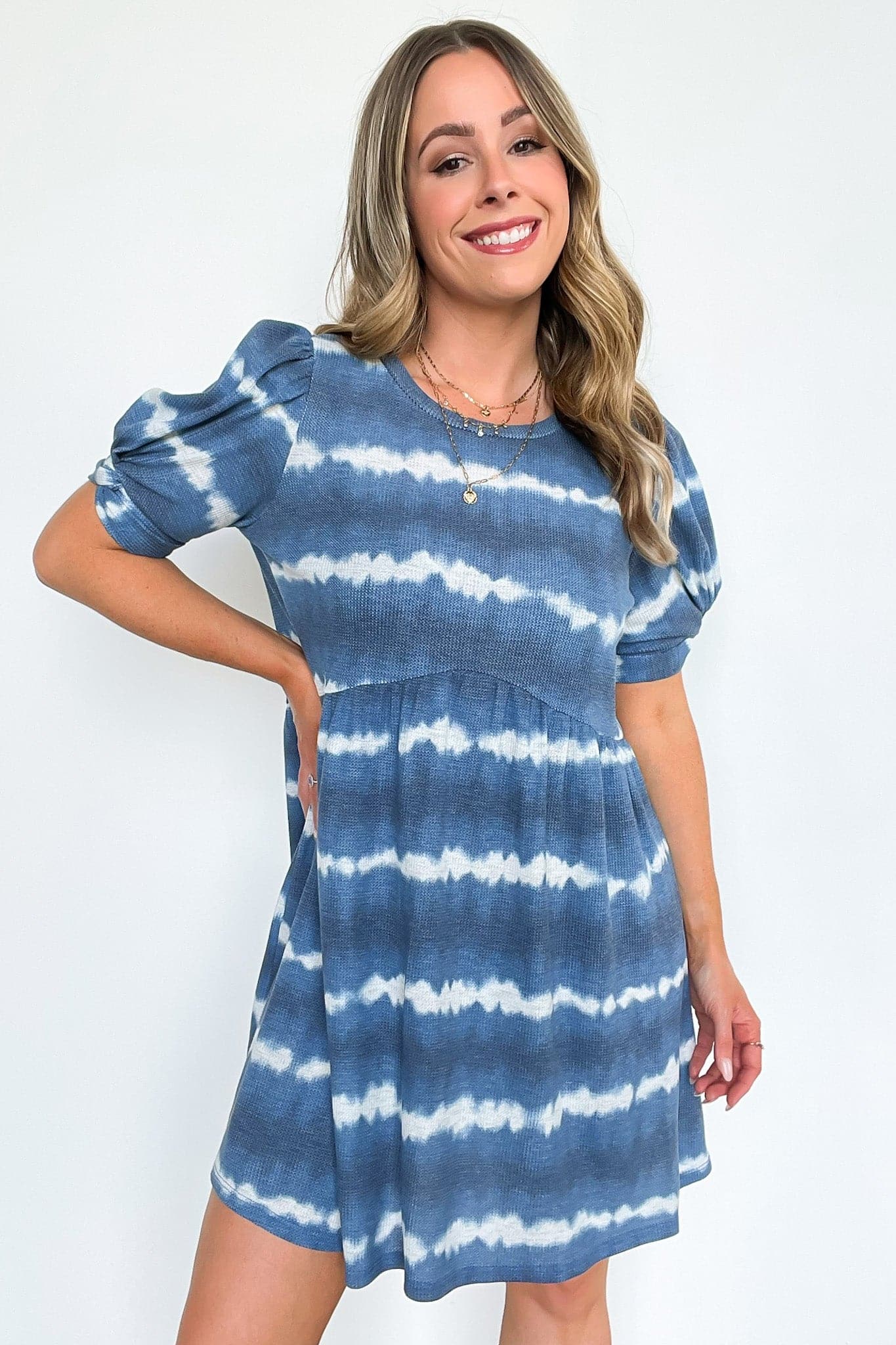  Fun Essence Tie Dye Puff Sleeve Dress - FINAL SALE - Madison and Mallory