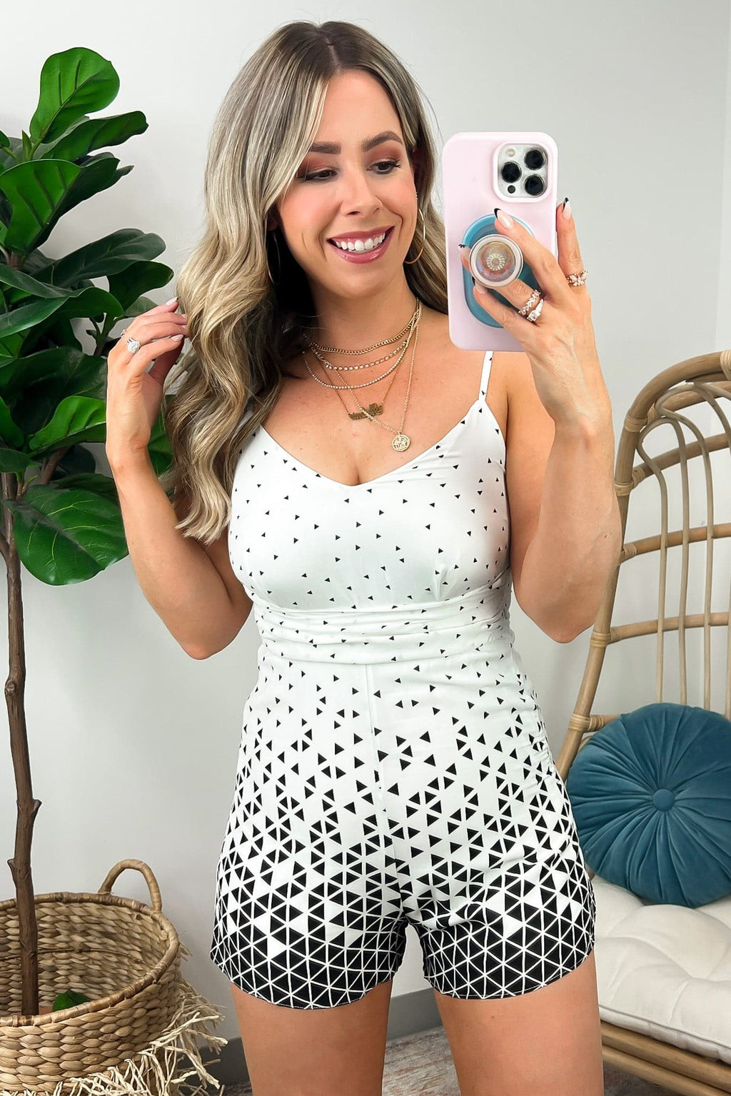 Future is Calling Geo Print Romper - FINAL SALE - Madison and Mallory