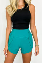 Galiot Smocked High Waist Scalloped Active Shorts - FINAL SALE - Madison and Mallory