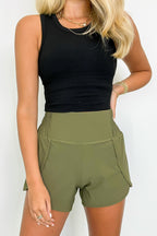 Galiot Smocked High Waist Scalloped Active Shorts - FINAL SALE - Madison and Mallory