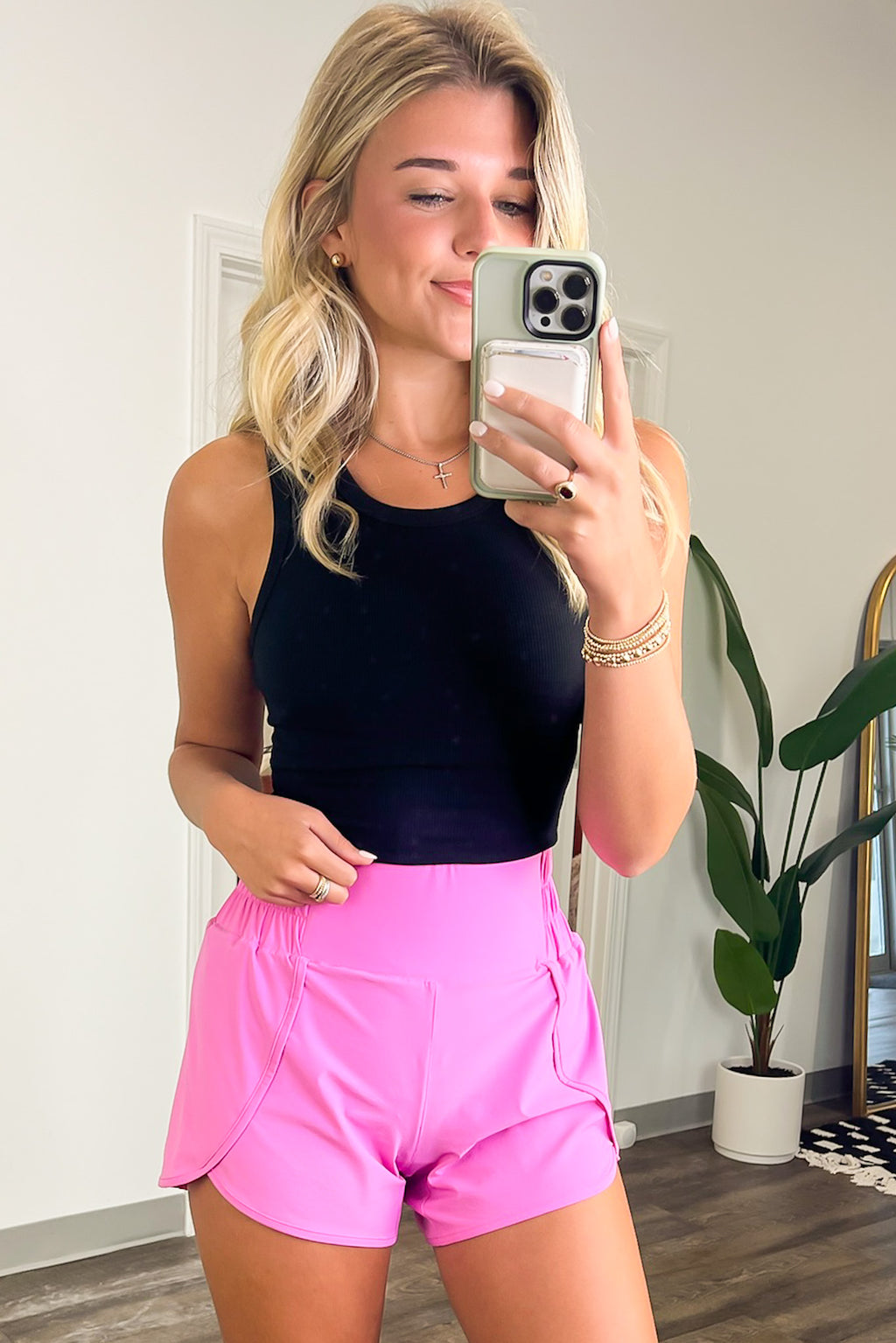 Galiot Smocked High Waist Scalloped Active Shorts - FINAL SALE - Madison and Mallory