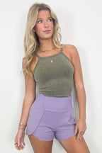 Galiot Smocked High Waist Scalloped Active Shorts - FINAL SALE - Madison and Mallory