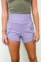 Galiot Smocked High Waist Scalloped Active Shorts - FINAL SALE - Madison and Mallory