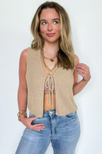 Gallery Stroll V-Neck Tie Front Knitted Vest - FINAL SALE - Madison and Mallory