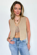 Gallery Stroll V-Neck Tie Front Knitted Vest - FINAL SALE - Madison and Mallory