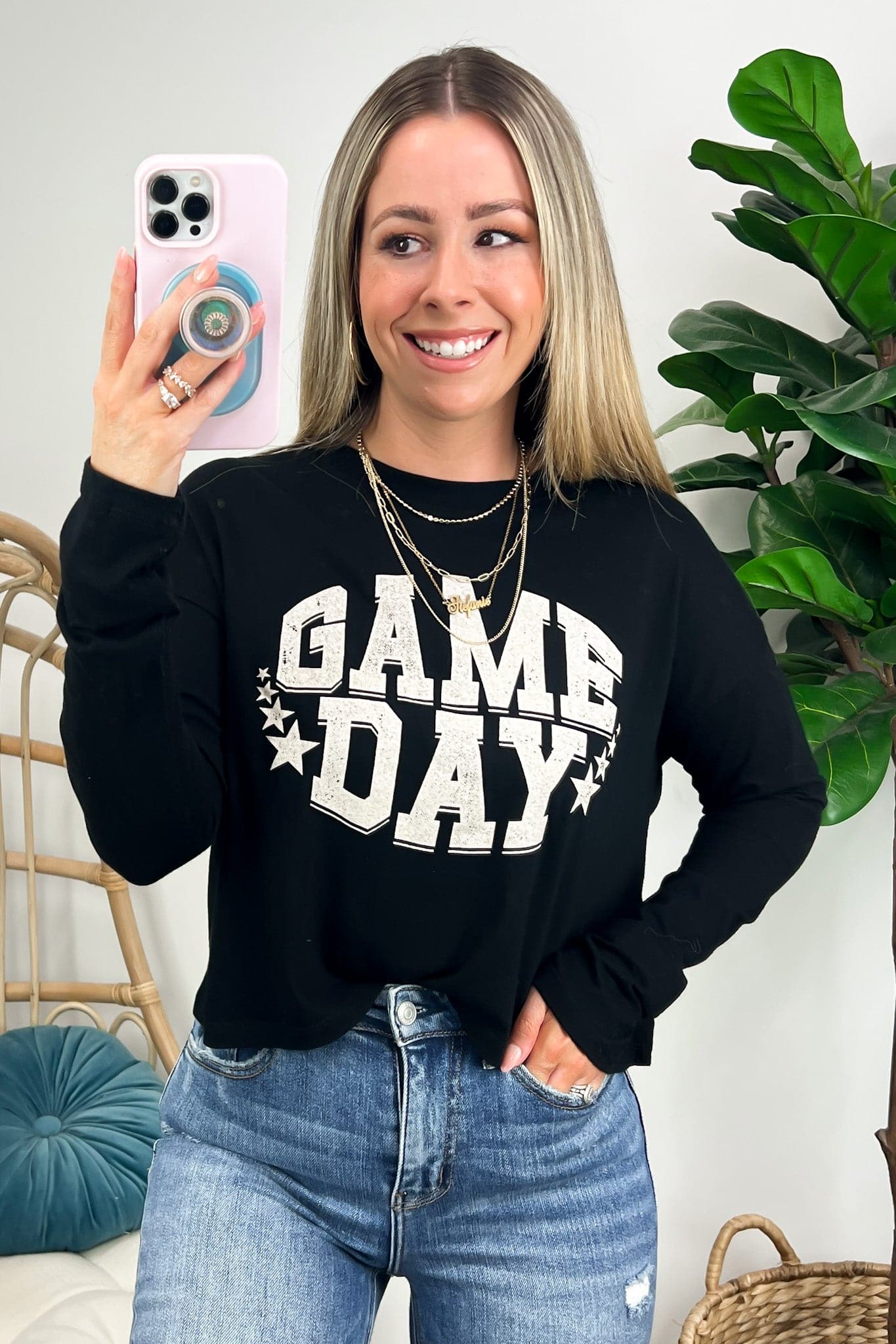  Game Day Graphic Cropped Long Sleeve Tee - FINAL SALE - Madison and Mallory
