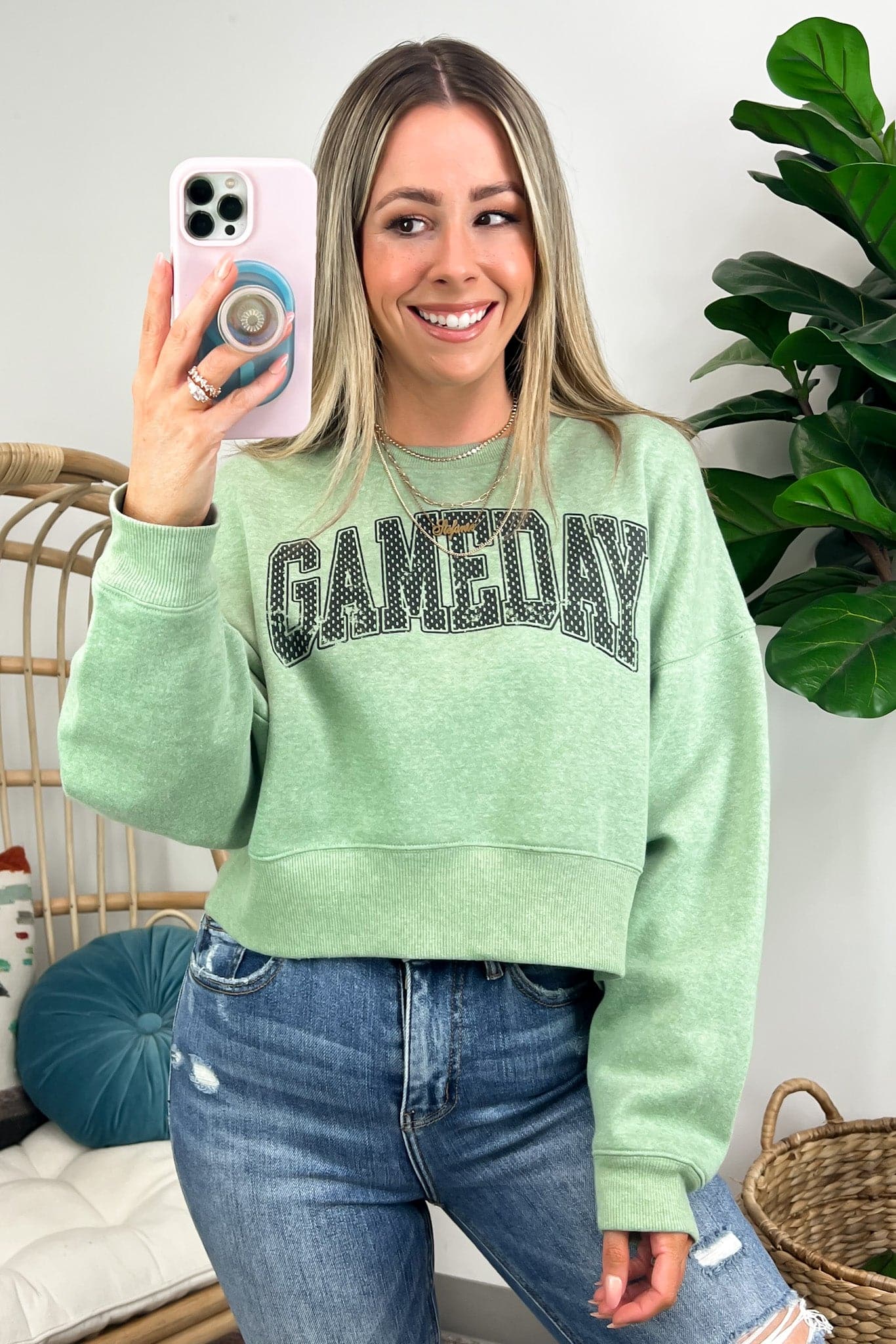  Game Day Graphic Cropped Sweatshirt - BACK IN STOCK - Madison and Mallory