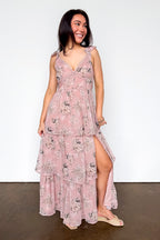 S / Mauve Garden Dream Floral Tiered Ruffle Dress - Madison and Mallory