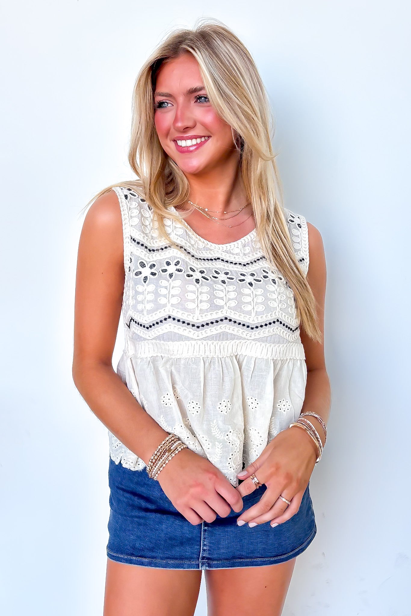 Garden Grace Floral Crochet Detail Tank Top - Madison and Mallory