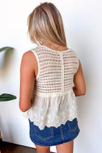 Garden Grace Floral Crochet Detail Tank Top - Madison and Mallory