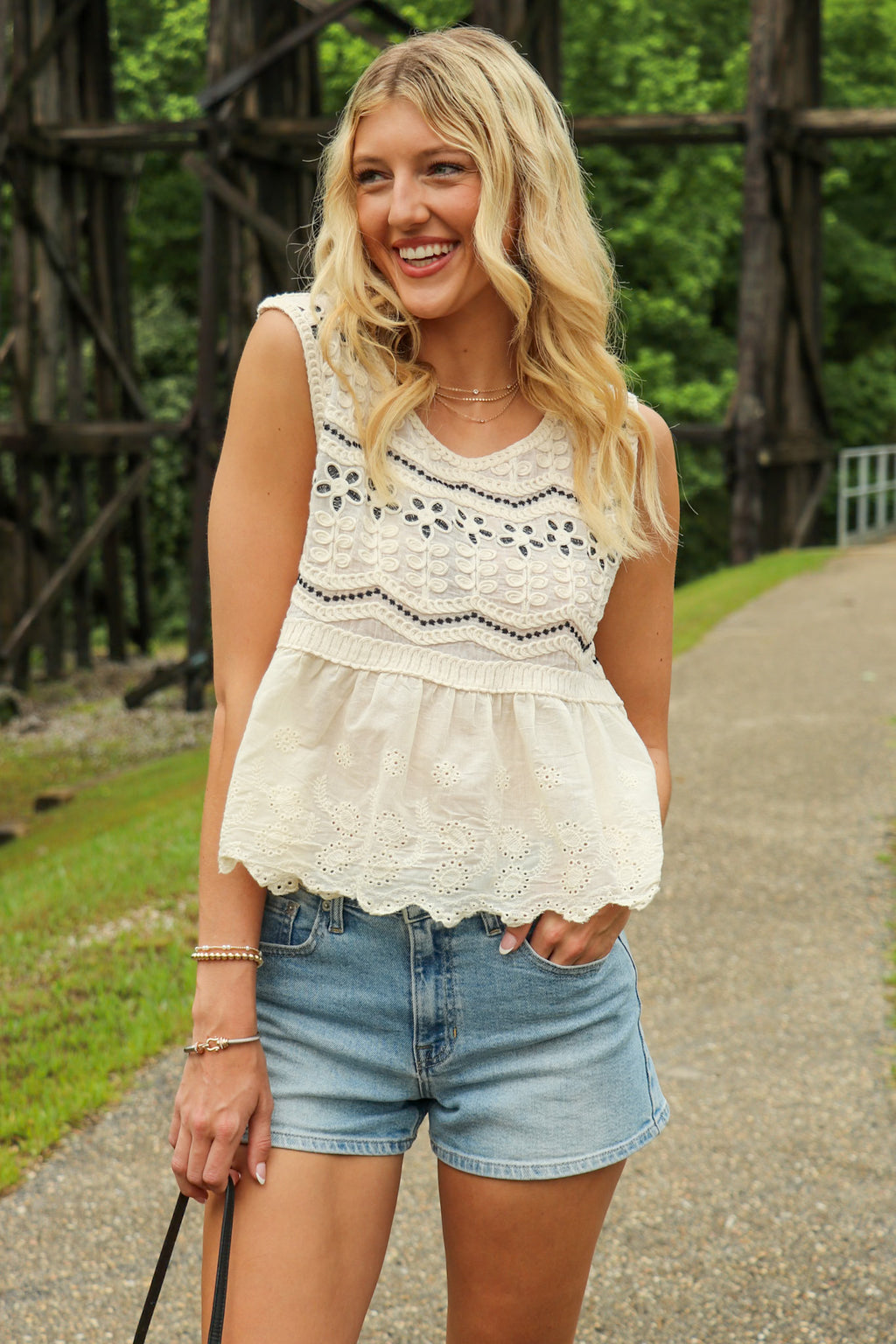 Garden Grace Floral Crochet Detail Tank Top - Madison and Mallory