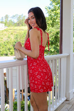 Garden Petal Floral Print Shoulder Tie Romper - Madison and Mallory