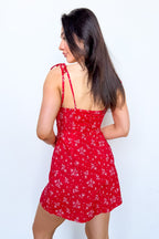 Garden Petal Floral Print Shoulder Tie Romper - Madison and Mallory