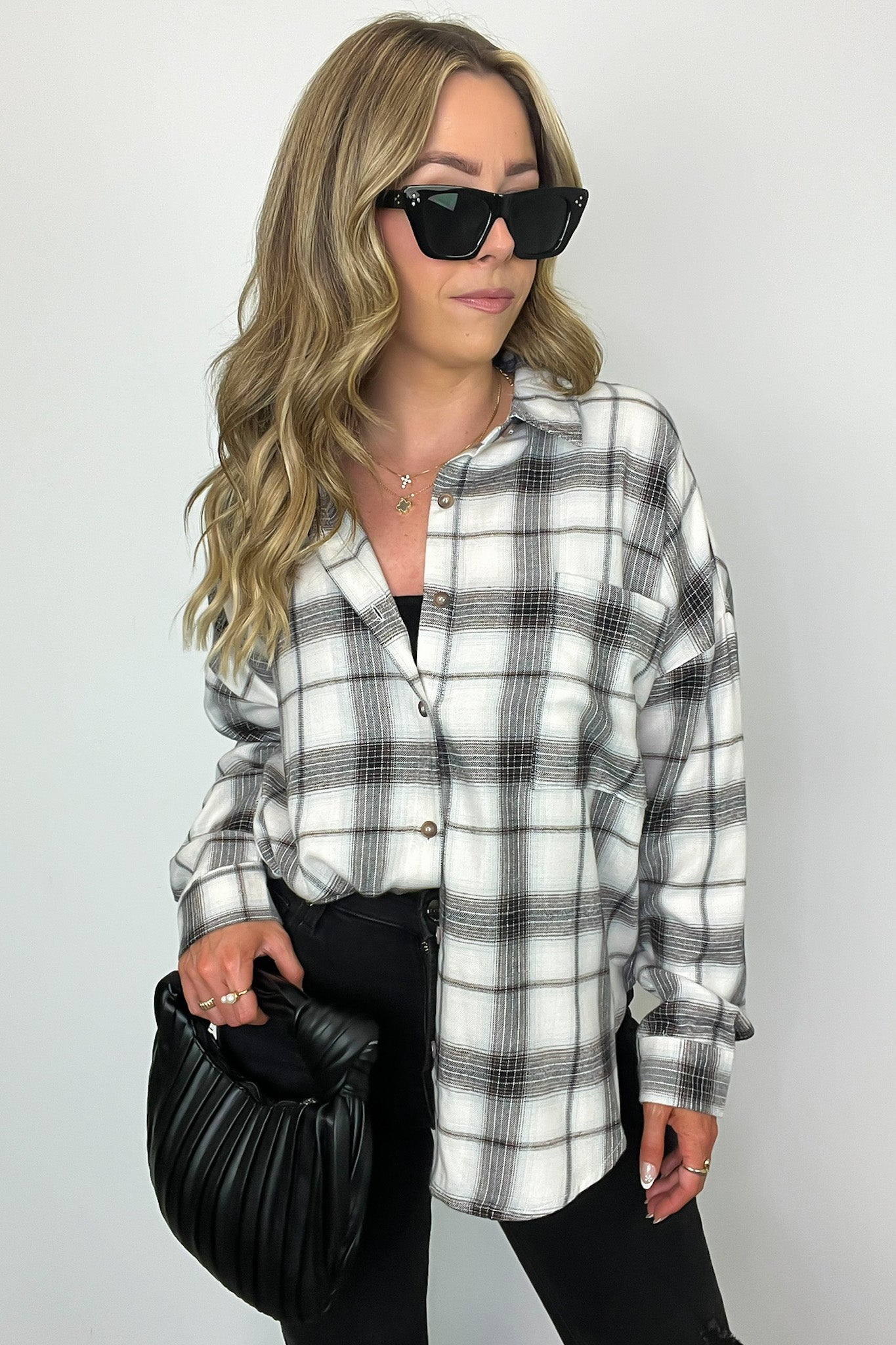  Gemini Plaid Button Down Top - FINAL SALE - Madison and Mallory