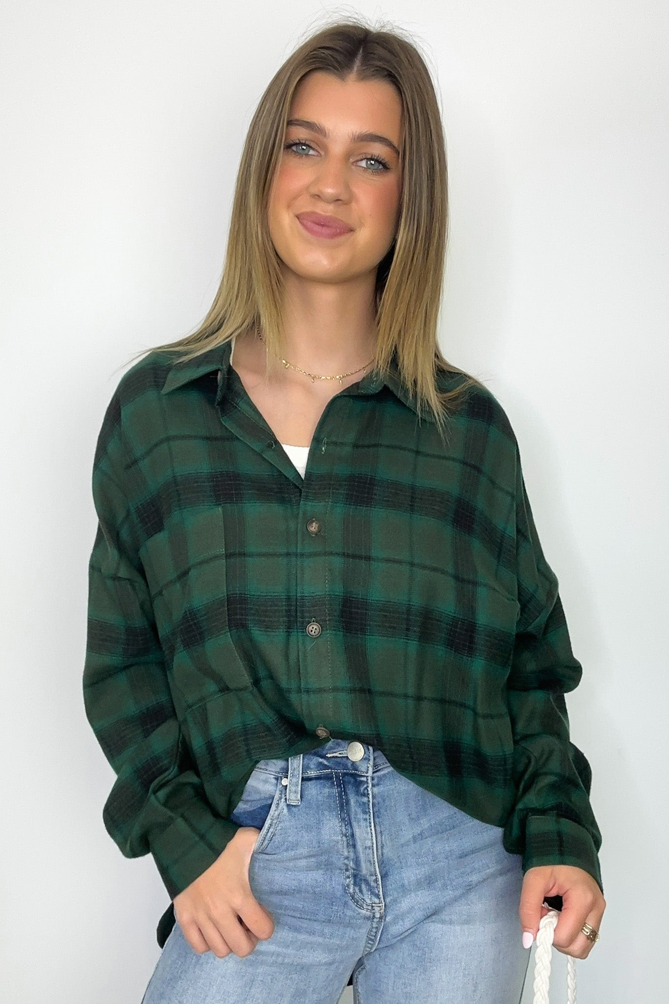  Gemini Plaid Button Down Top - FINAL SALE - Madison and Mallory