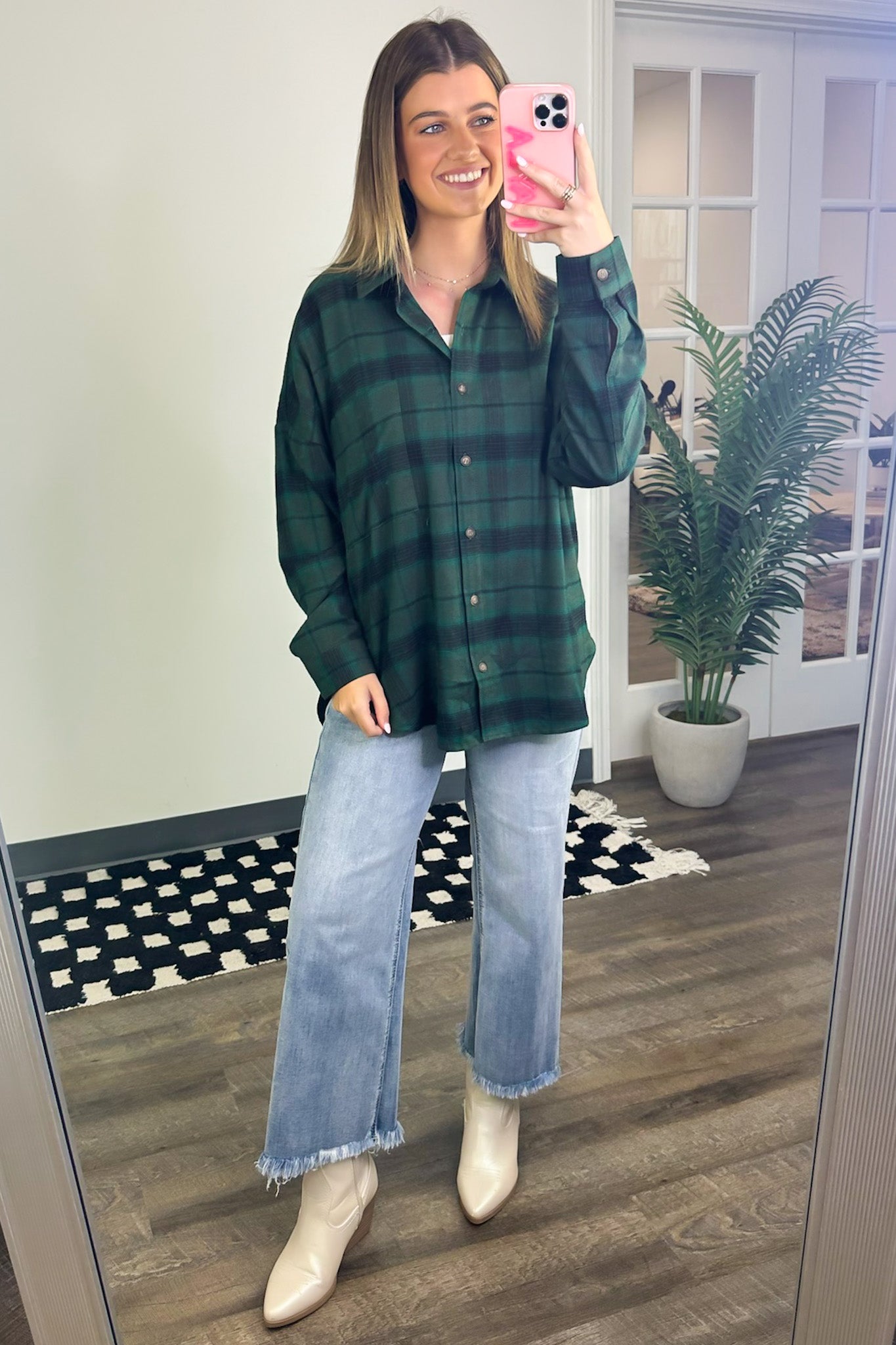  Gemini Plaid Button Down Top - FINAL SALE - Madison and Mallory