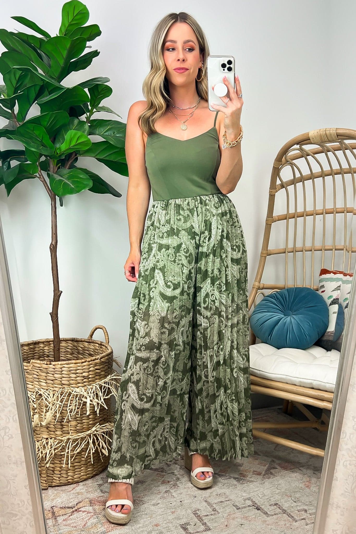  Gentle Charm Paisley Pleated Jumpsuit - FINAL SALE - Madison and Mallory