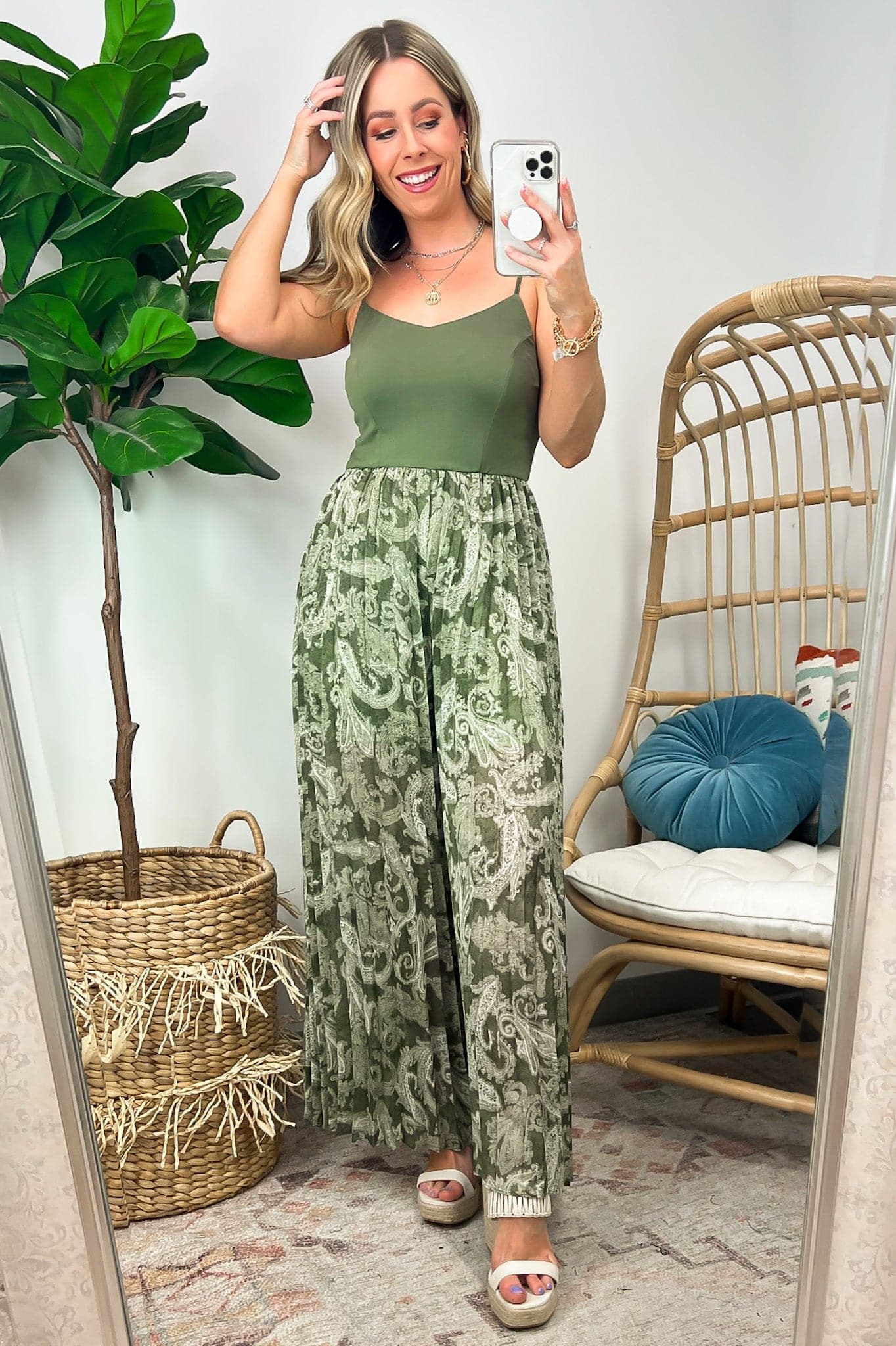  Gentle Charm Paisley Pleated Jumpsuit - FINAL SALE - Madison and Mallory