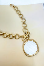 Gentle Glow Mother Of Pearl Disc Pendant Necklace - Madison and Mallory