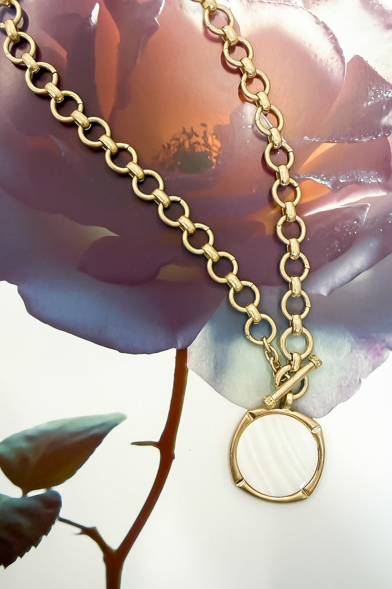 Gentle Glow Mother Of Pearl Disc Pendant Necklace - Madison and Mallory