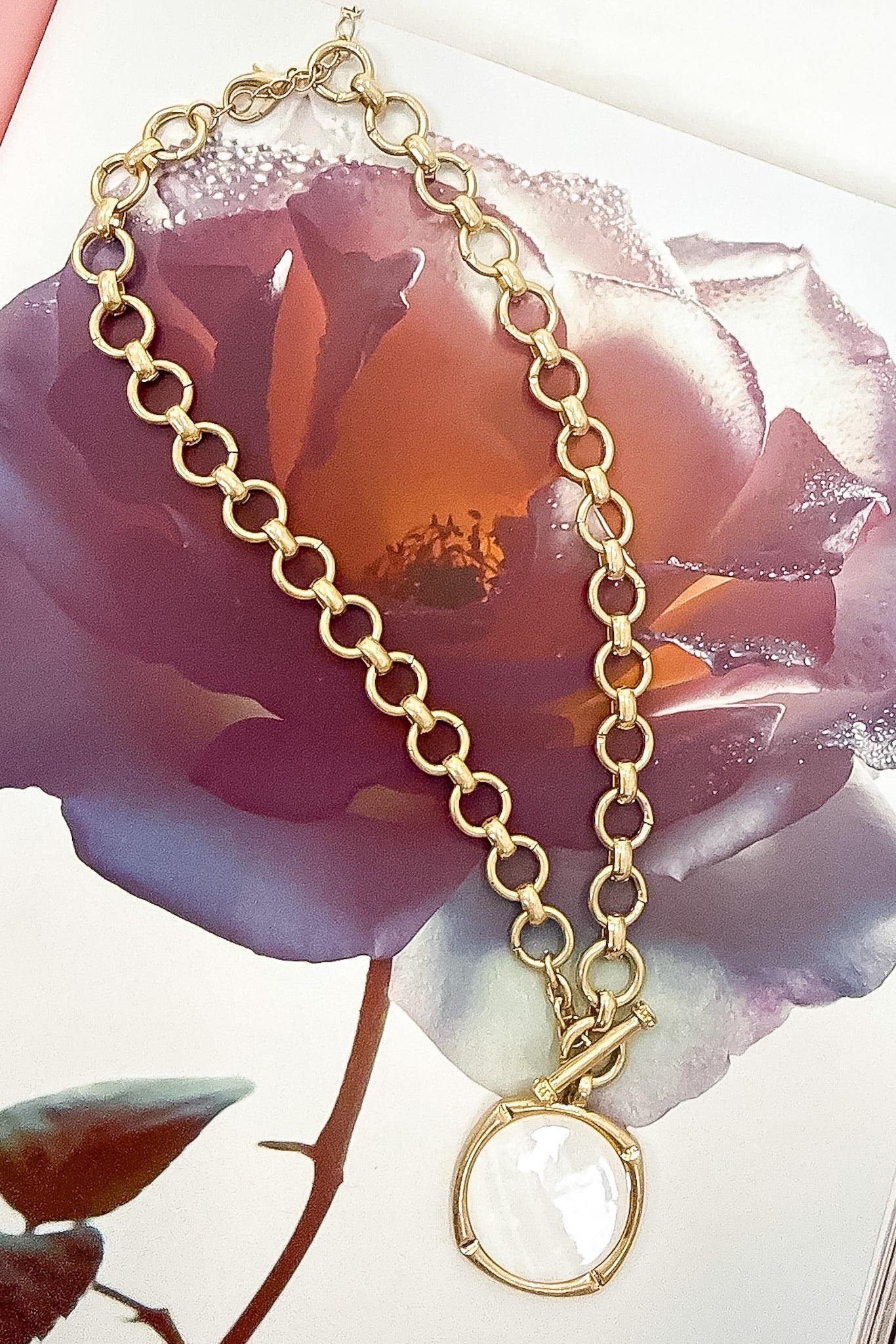 Gentle Glow Mother Of Pearl Disc Pendant Necklace - Madison and Mallory