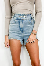 Get the Vibe Double Button Distressed Denim Shorts - FINAL SALE - Madison and Mallory