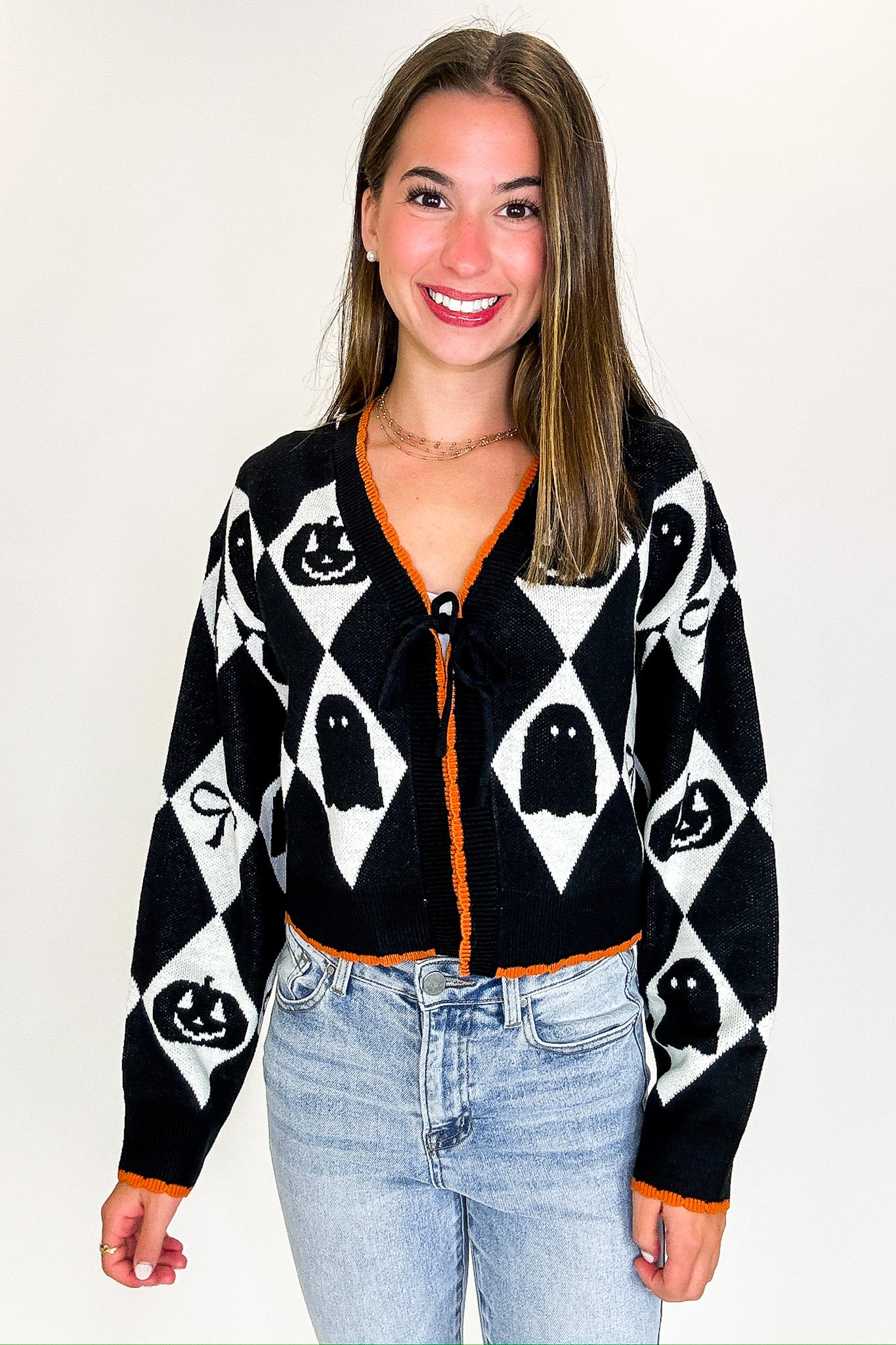 Ghoul Grid Argyle Knit Cardigan - Madison and Mallory