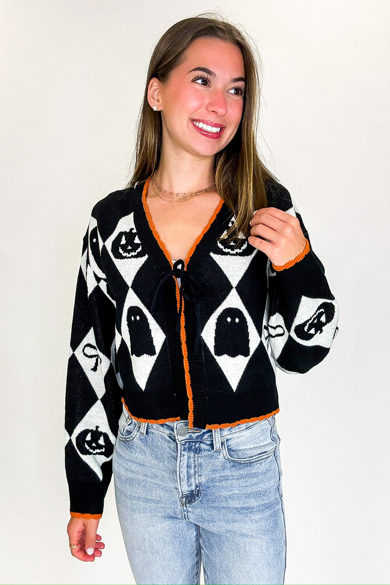 Ghoul Grid Argyle Knit Cardigan - Madison and Mallory