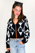 Ghoul Grid Argyle Knit Cardigan - FINAL SALE - Madison and Mallory