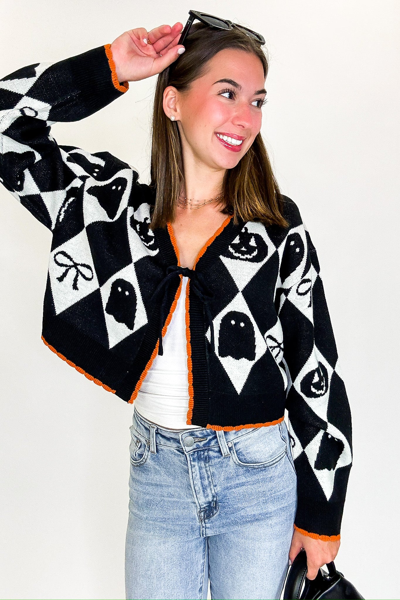 Ghoul Grid Argyle Knit Cardigan - Madison and Mallory