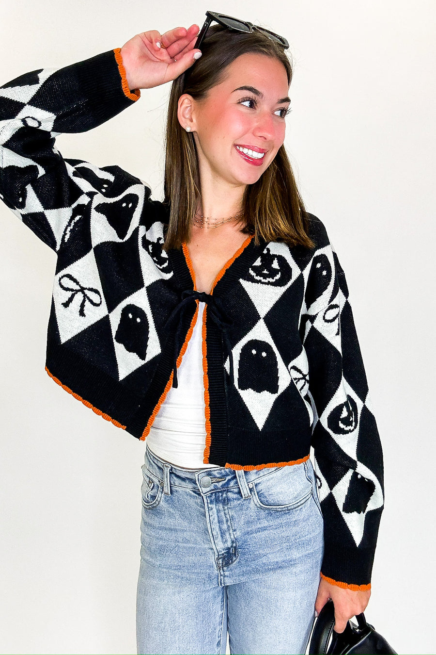 Ghoul Grid Argyle Knit Cardigan - Madison and Mallory