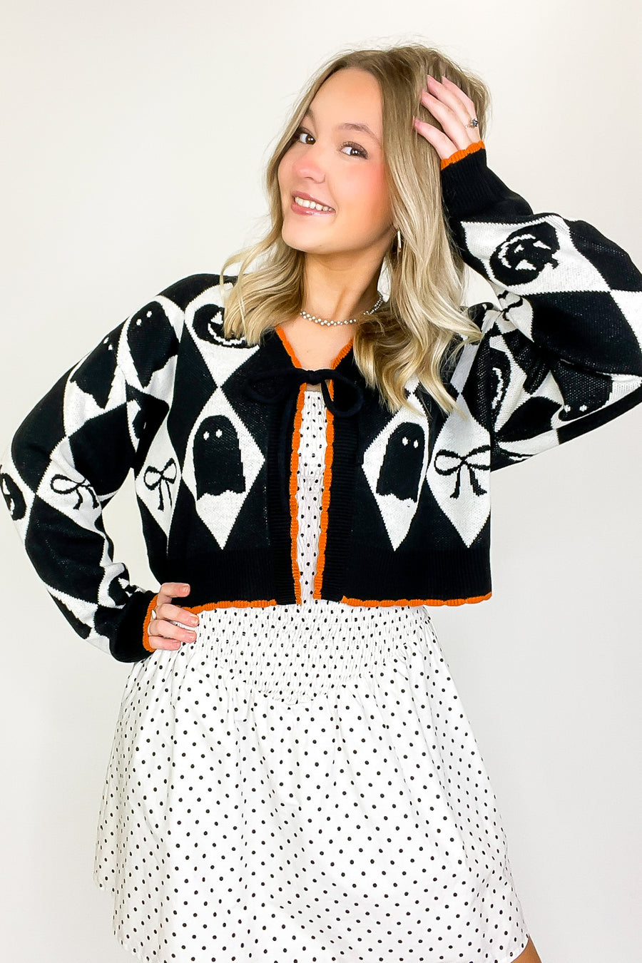 Ghoul Grid Argyle Knit Cardigan - Madison and Mallory
