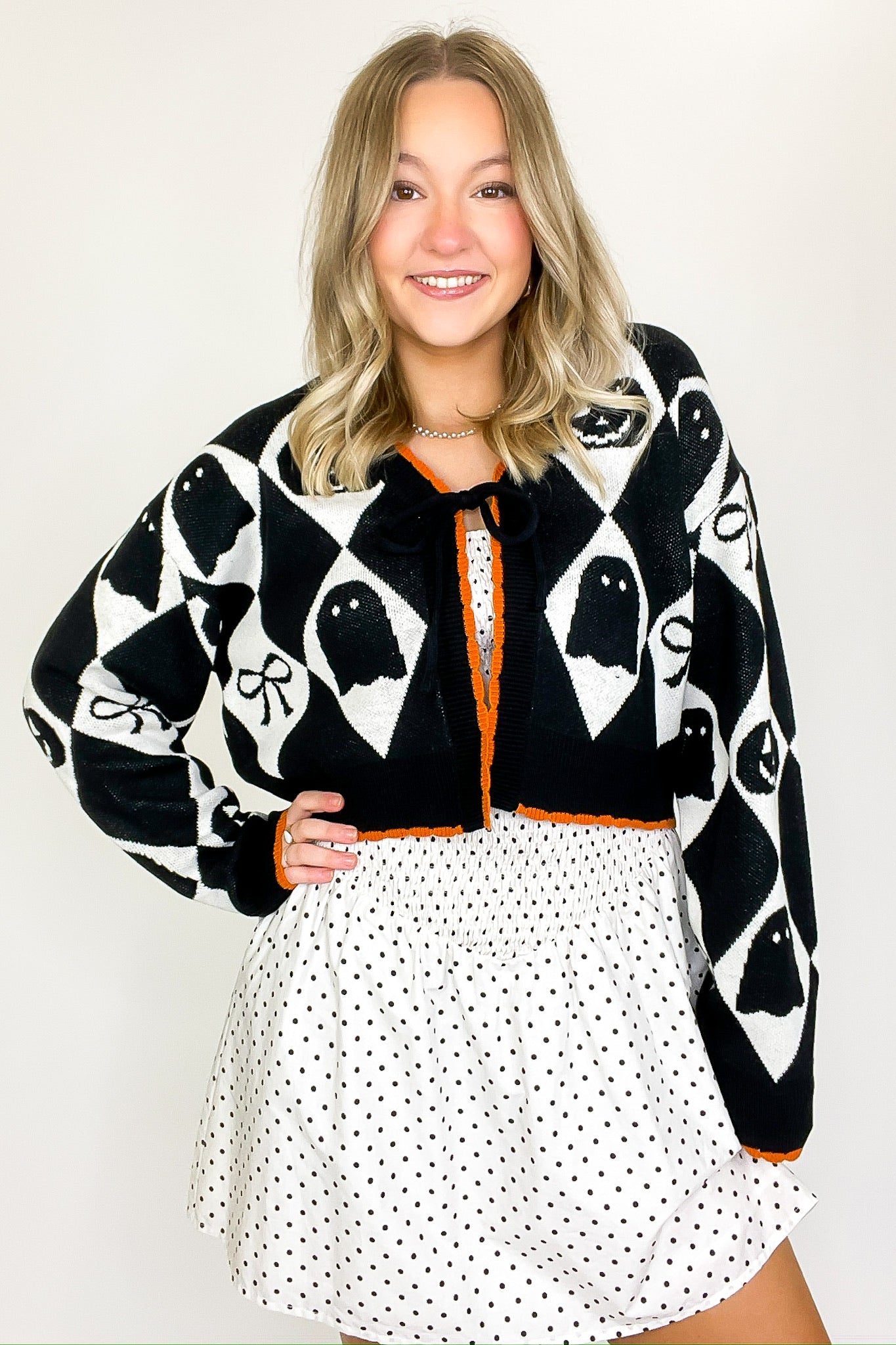 Ghoul Grid Argyle Knit Cardigan - Madison and Mallory