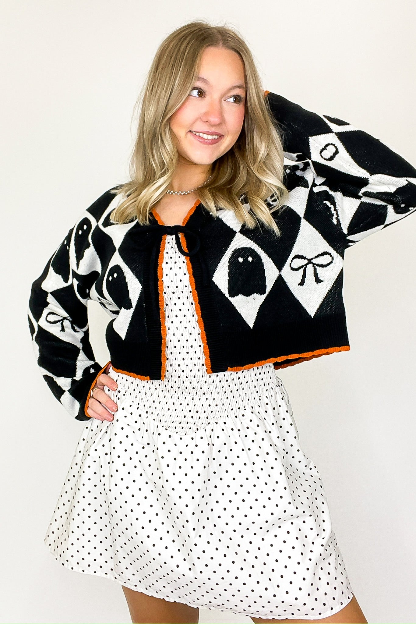 Ghoul Grid Argyle Knit Cardigan - Madison and Mallory