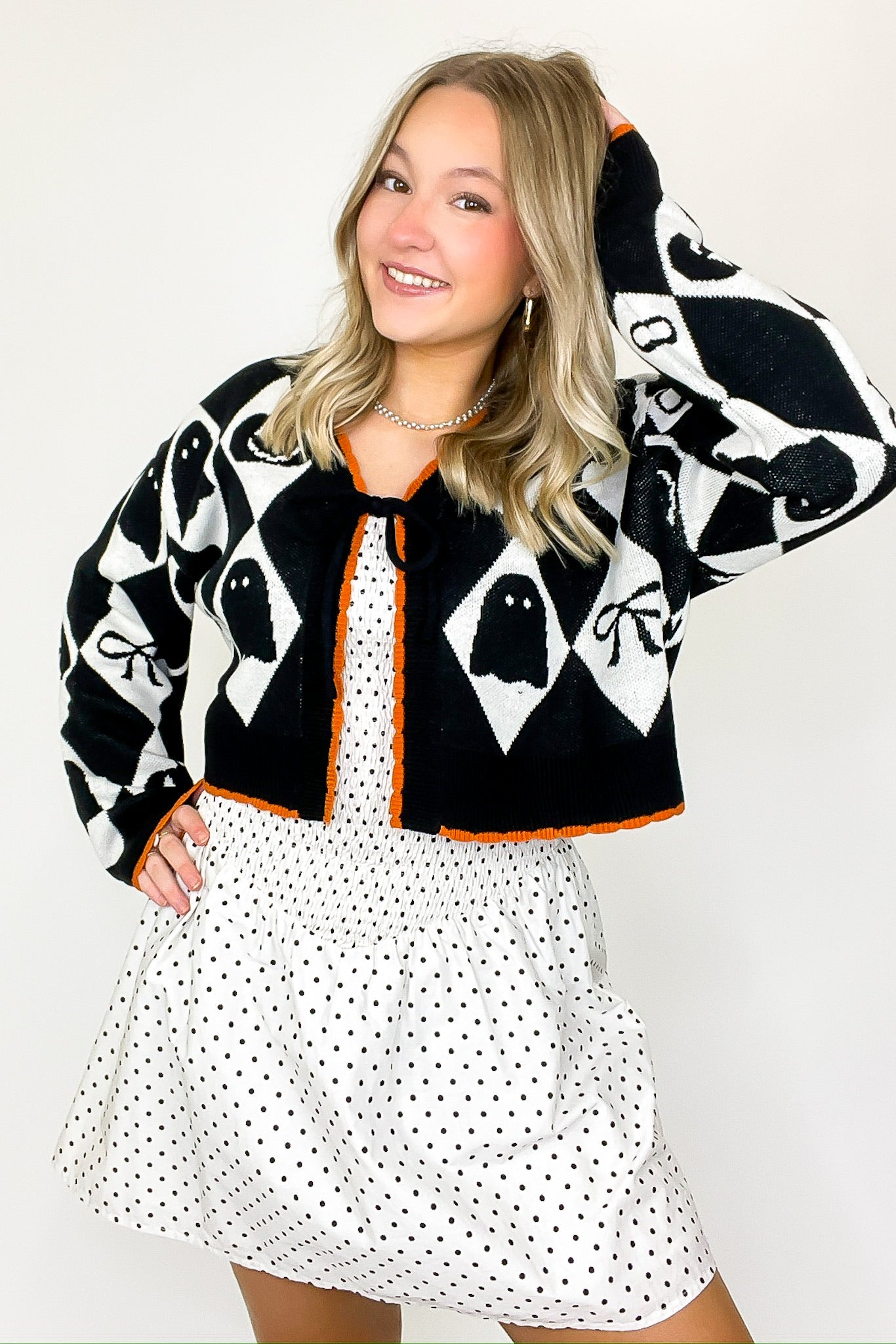 Ghoul Grid Argyle Knit Cardigan - Madison and Mallory