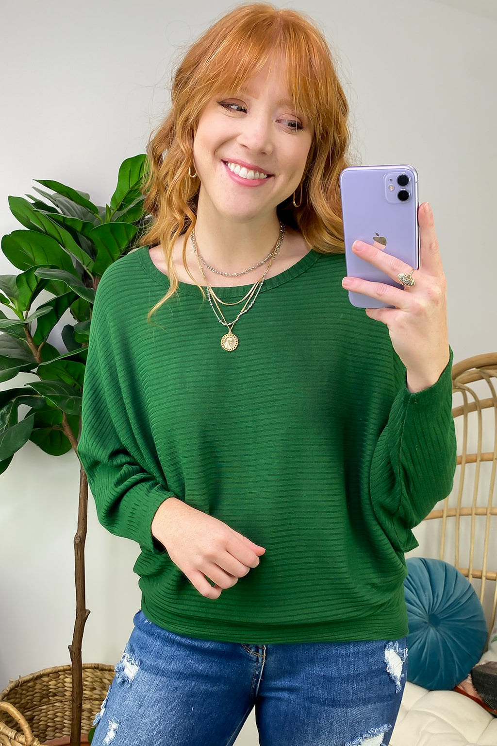  Gineva Ribbed Batwing Boatneck Lightweight Sweater - FINAL SALE - Madison and Mallory