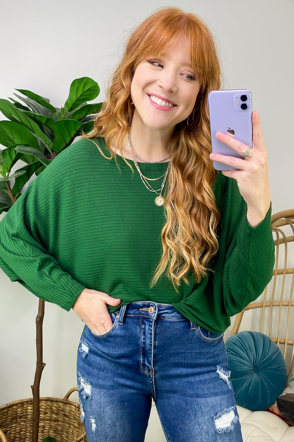  Gineva Ribbed Batwing Boatneck Lightweight Sweater - FINAL SALE - Madison and Mallory