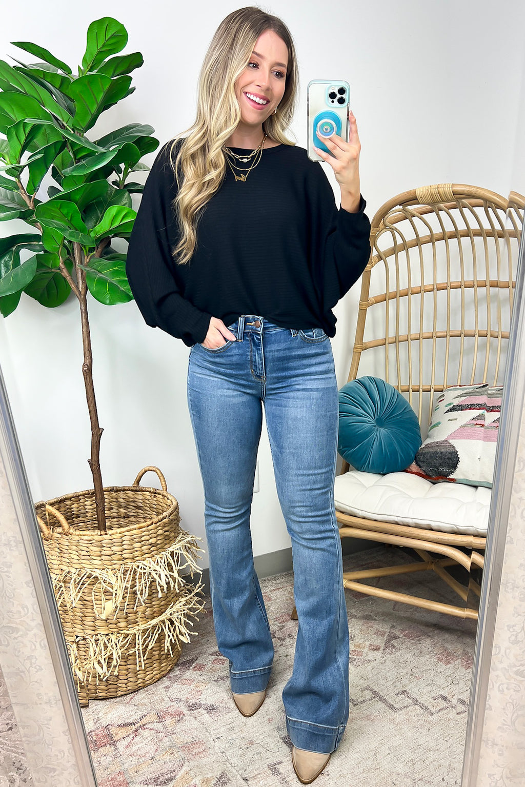  Gineva Ribbed Batwing Boatneck Lightweight Sweater - FINAL SALE - Madison and Mallory