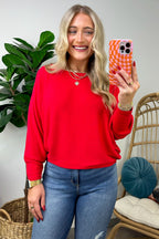  Gineva Ribbed Batwing Boatneck Lightweight Sweater - FINAL SALE - Madison and Mallory