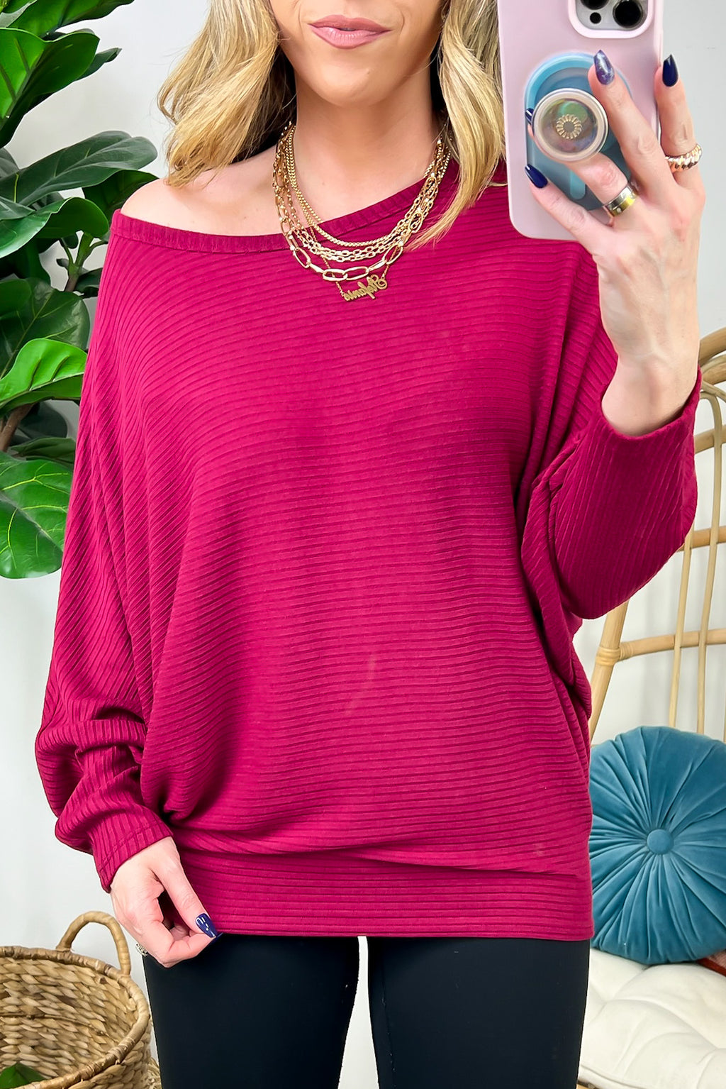  Gineva Ribbed Batwing Boatneck Lightweight Sweater - FINAL SALE - Madison and Mallory