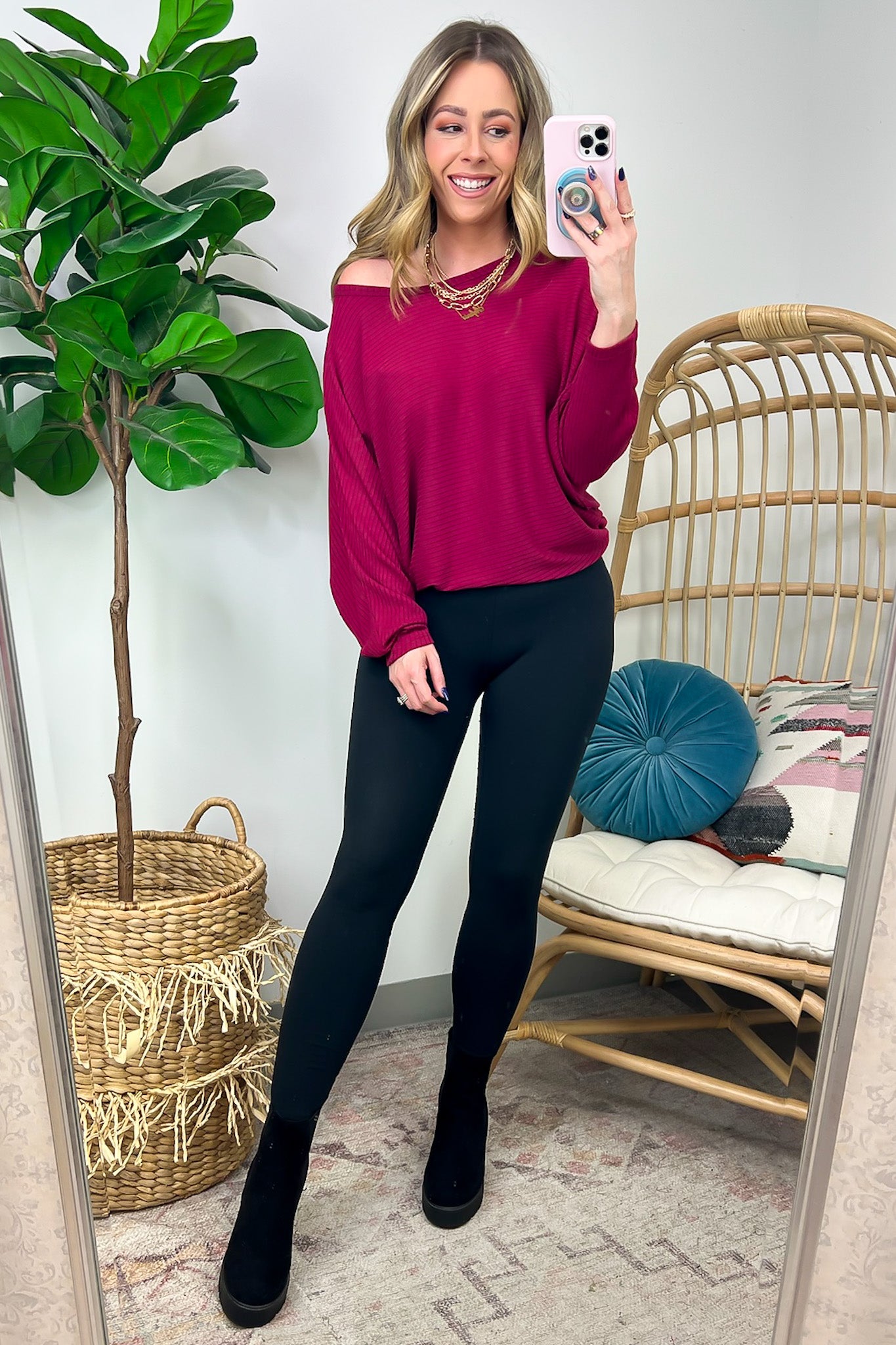  Gineva Ribbed Batwing Boatneck Lightweight Sweater - FINAL SALE - Madison and Mallory