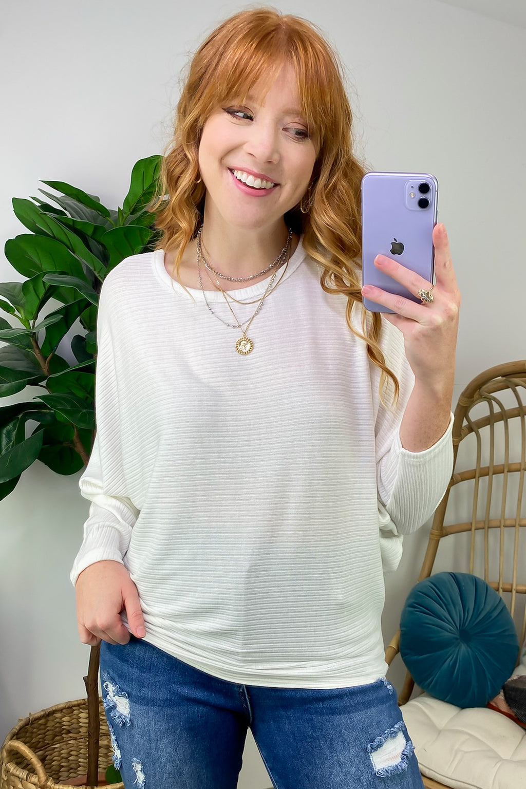  Gineva Ribbed Batwing Boatneck Lightweight Sweater - FINAL SALE - Madison and Mallory